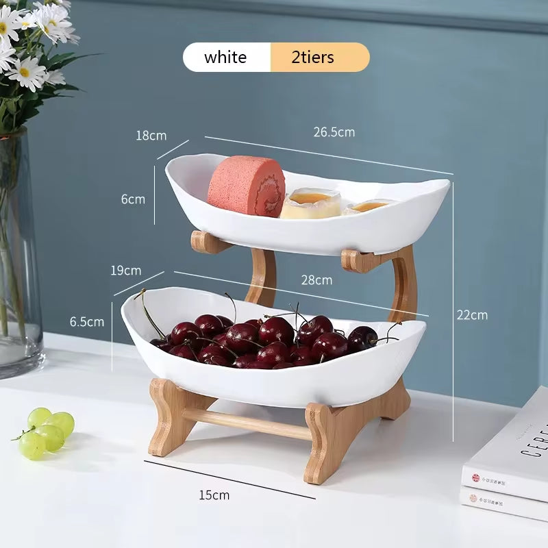 Elegant Wooden Tableware: Partitioned Fruit and Candy Trays for Dining and Entertaining