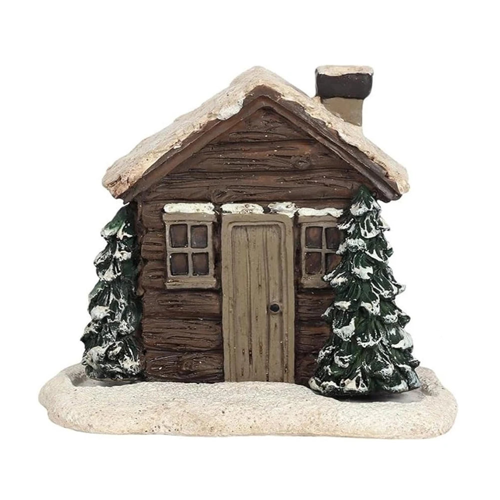 Elegant Snowy Winter Incense Burner with Two Incense Cones - Cottage-Themed Table Centerpiece Decor