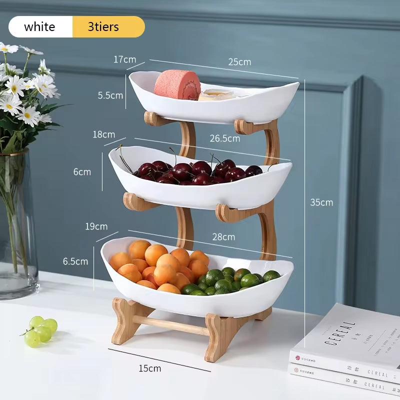 Elegant Wooden Tableware: Partitioned Fruit and Candy Trays for Dining and Entertaining