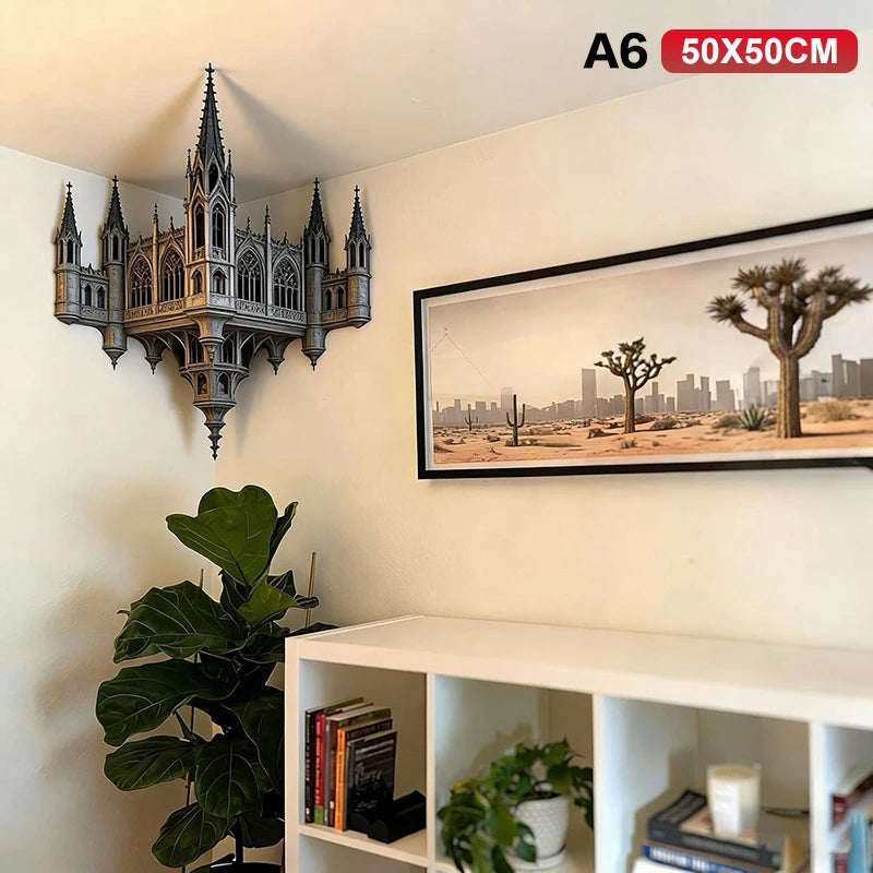 Corner Wall Decal - 3D Optical Illusion Sticker for Creative Home Decor in Living Room and Bedroom