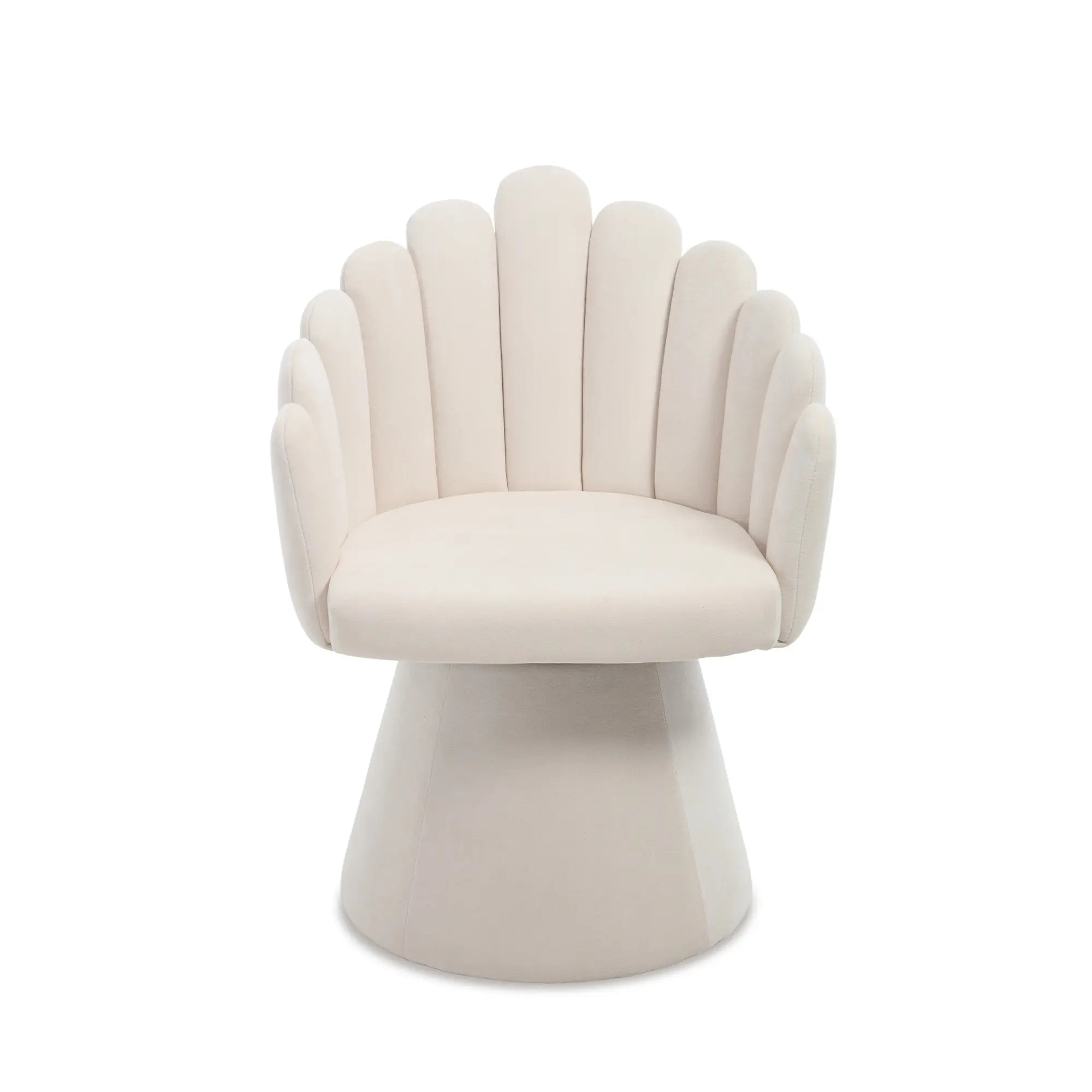 Dayalane Mid-Century Modern Swivel Accent Chair, Upholstered Kitchen Chair with Arms, Chenille Beige Palm-Shell Silhouette