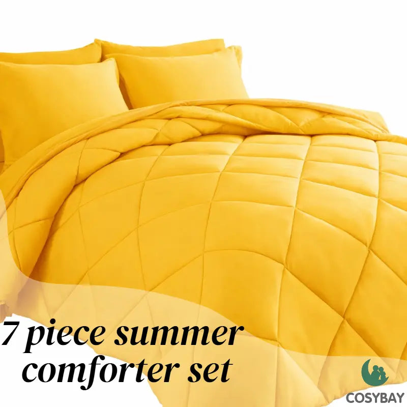 7-Piece Full Size Comforter Set for Kids, Soft and Breathable Double-Sided Comforter for All Seasons, Includes 1 Quilt, 4 Pillowcases, 1 Flat Sheet, and 1 Fitted Sheet, Machine Washable Bedding for Home and Dorm, Ideal Gift for Mother's Day