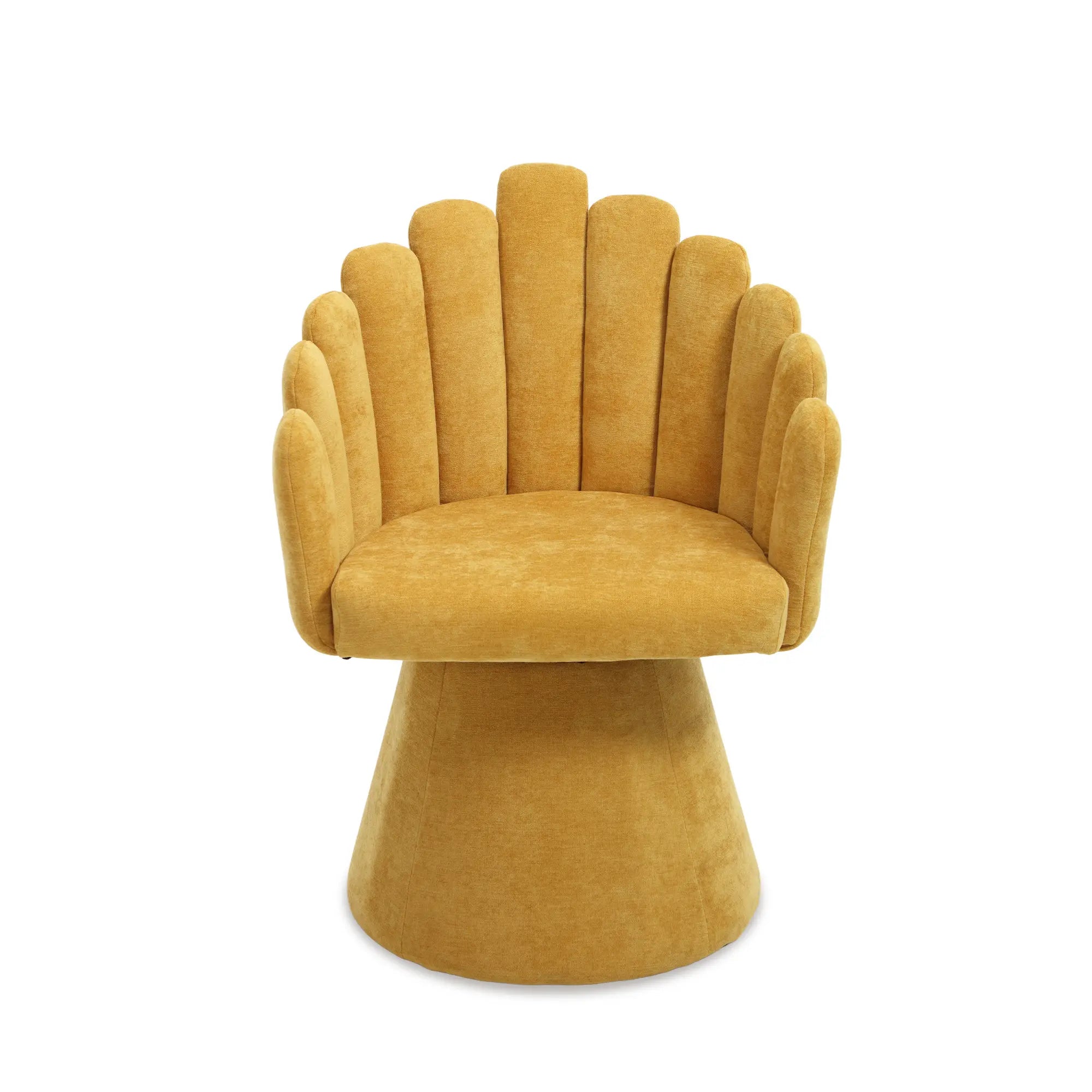 Dayalane Mid-Century Modern Swivel Accent Chair, Upholstered Kitchen Chair with Arms, Chenille Beige Palm-Shell Silhouette