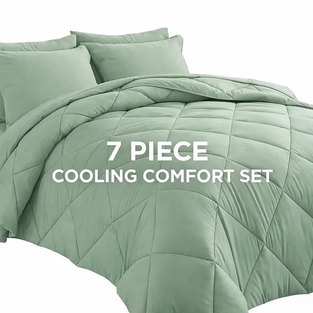 7-Piece Full Size Comforter Set for Kids, Soft and Breathable Double-Sided Comforter for All Seasons, Includes 1 Quilt, 4 Pillowcases, 1 Flat Sheet, and 1 Fitted Sheet, Machine Washable Bedding for Home and Dorm, Ideal Gift for Mother's Day
