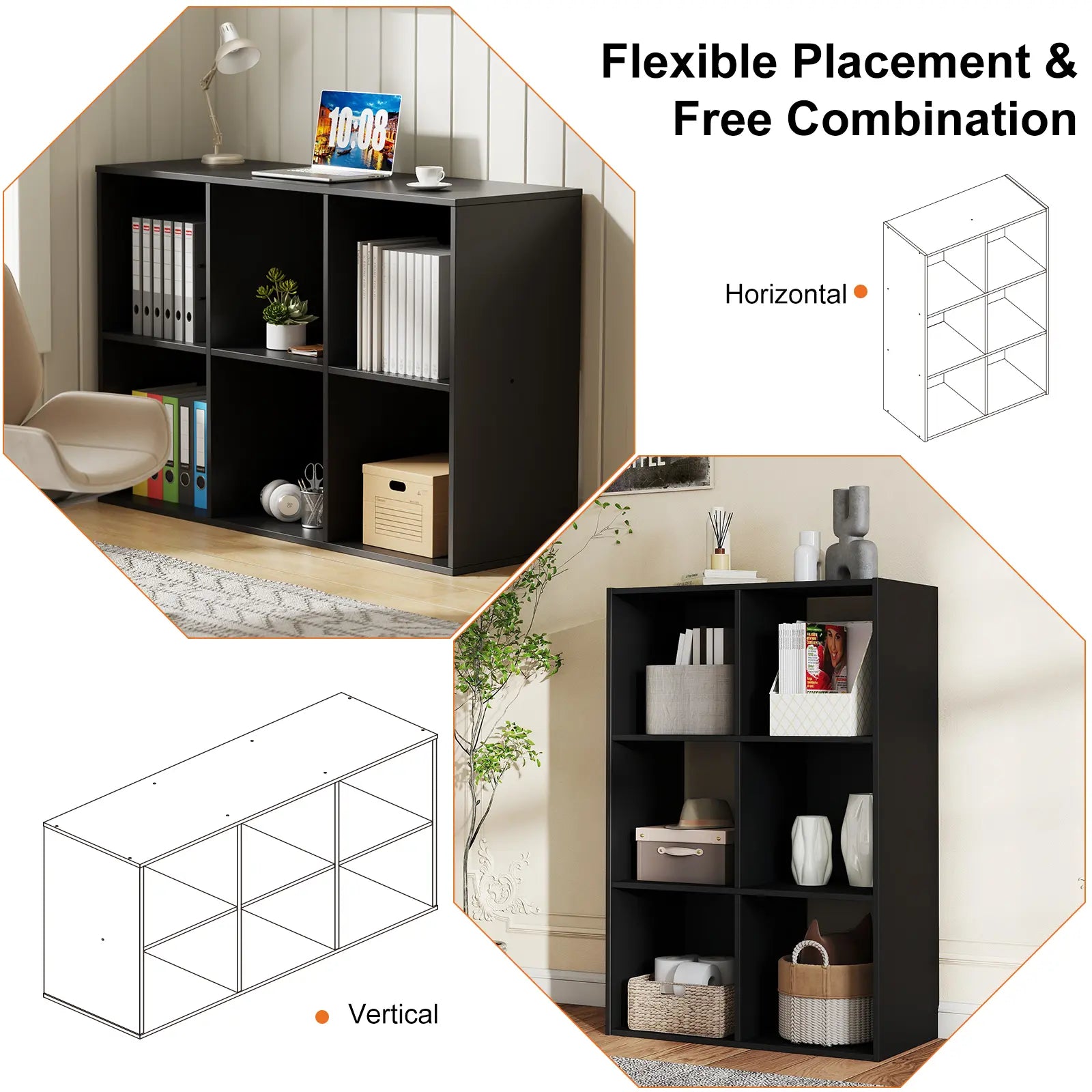 Cube Storage Organizer with Removable Back Panels - Versatile Open Cube Bookshelf for Efficient Storage in Living Room, Home Office, and Bedroom