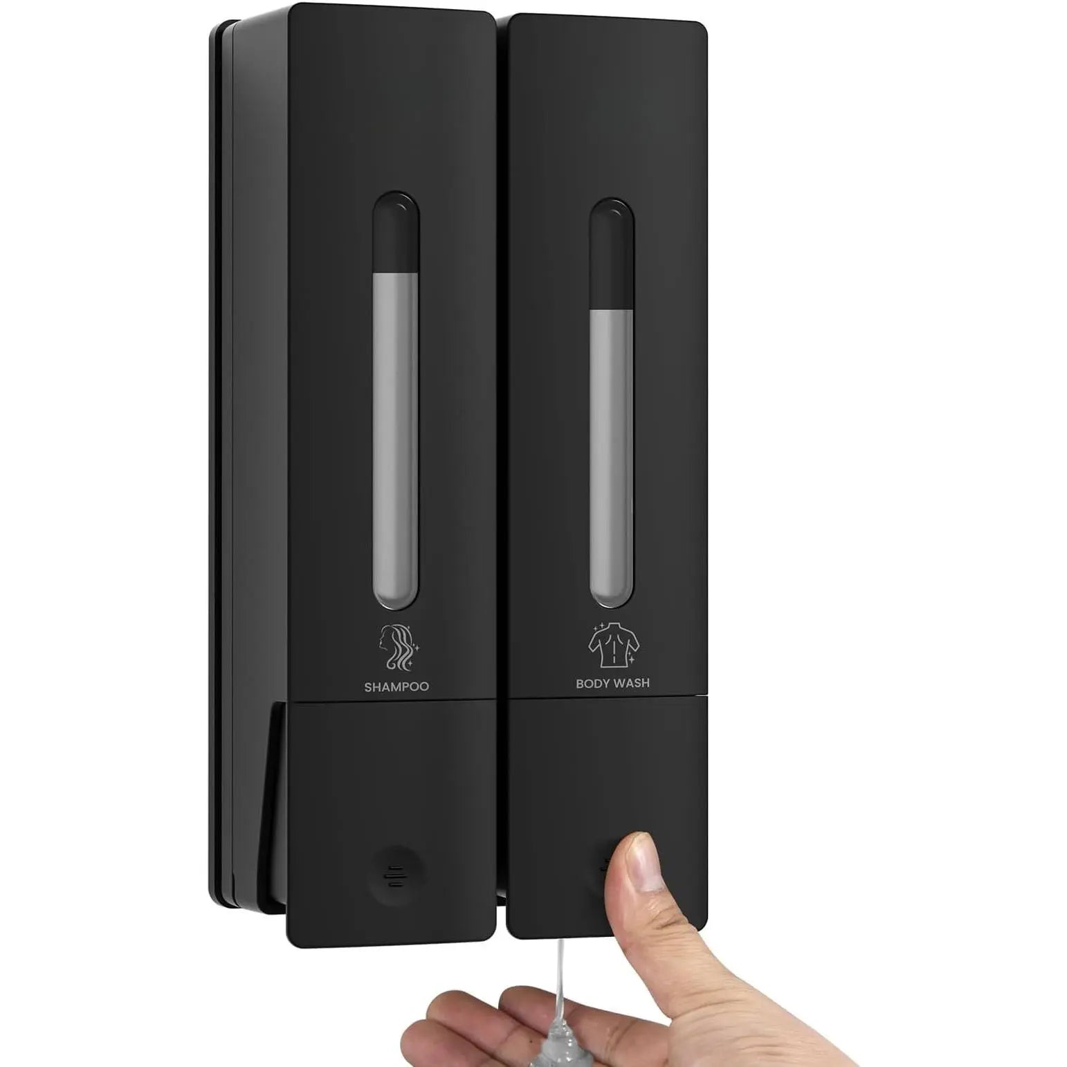 1984 Wall-Mounted Shower Soap Dispenser Set - 3-Chamber Shampoo and Conditioner Dispenser for Home and Hotel, No Drill Installation, Black, 3 x 400ml