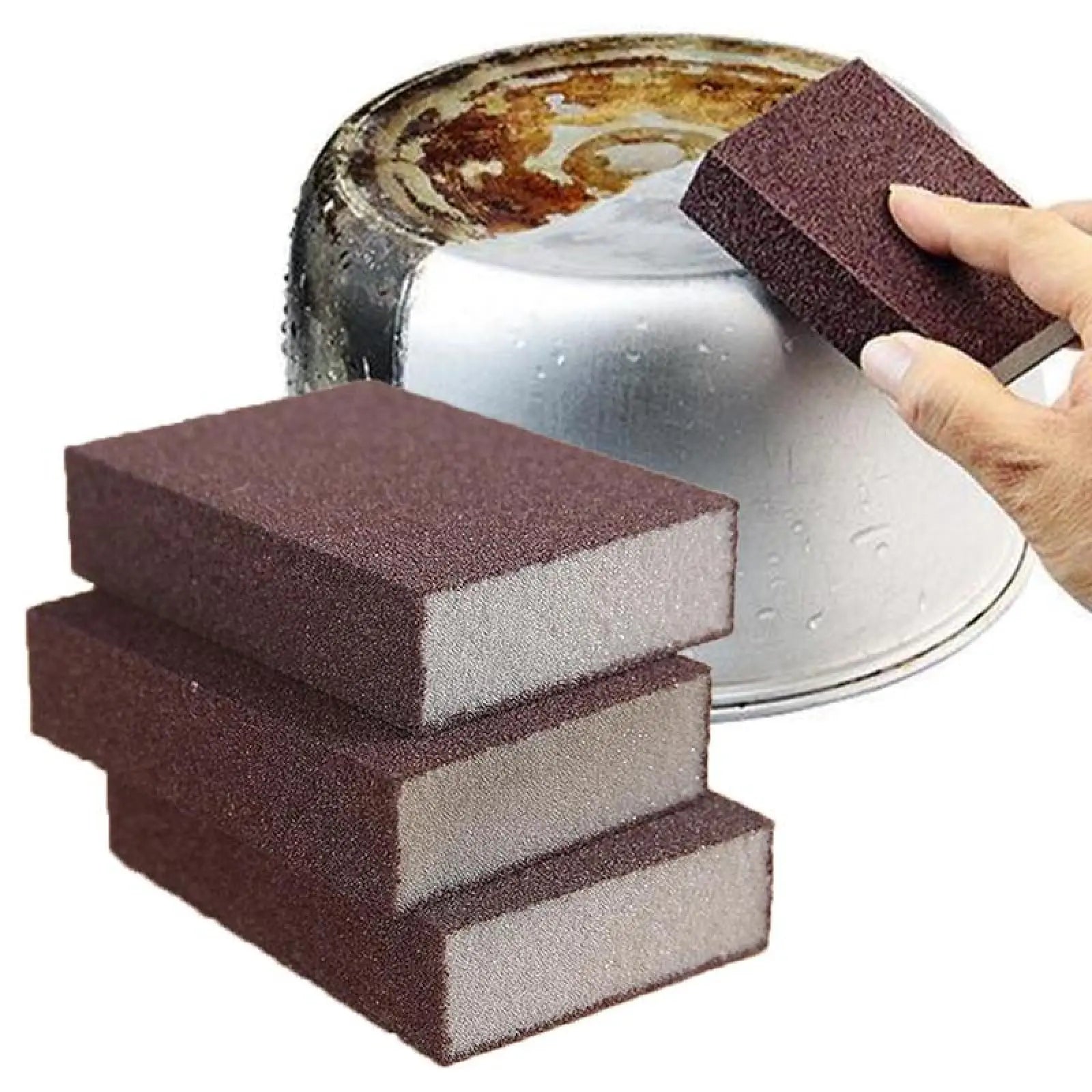 3-Piece Magic Cleaning Sponge Set - Multi-Purpose Emery Pads for Effective Rust, Stain, and Grease Removal in the Kitchen