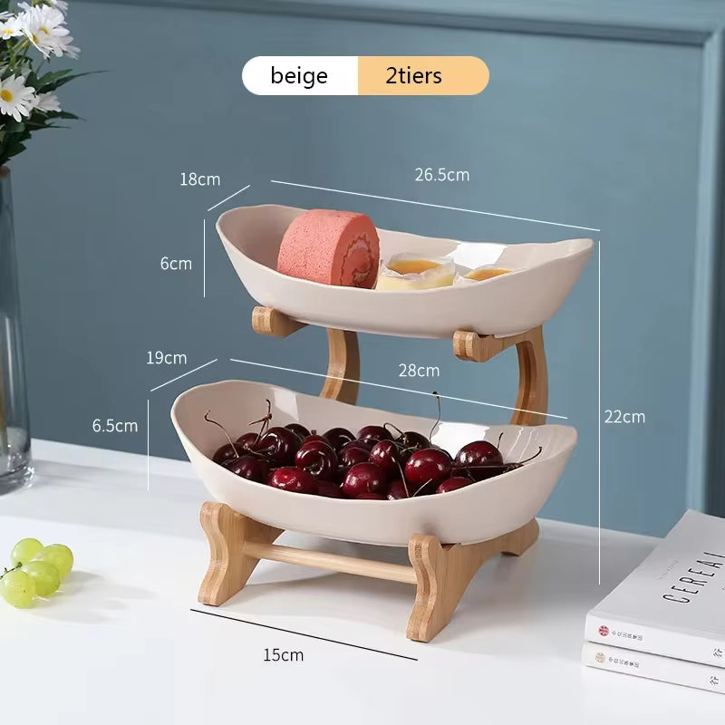 Elegant Wooden Tableware: Partitioned Fruit and Candy Trays for Dining and Entertaining
