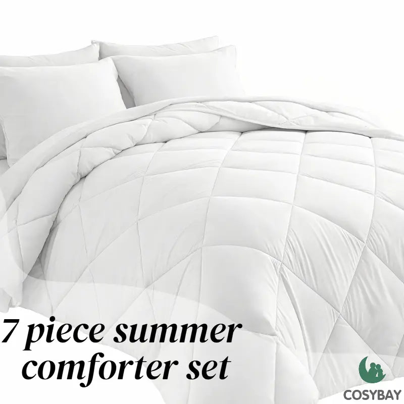 7-Piece Full Size Comforter Set for Kids, Soft and Breathable Double-Sided Comforter for All Seasons, Includes 1 Quilt, 4 Pillowcases, 1 Flat Sheet, and 1 Fitted Sheet, Machine Washable Bedding for Home and Dorm, Ideal Gift for Mother's Day