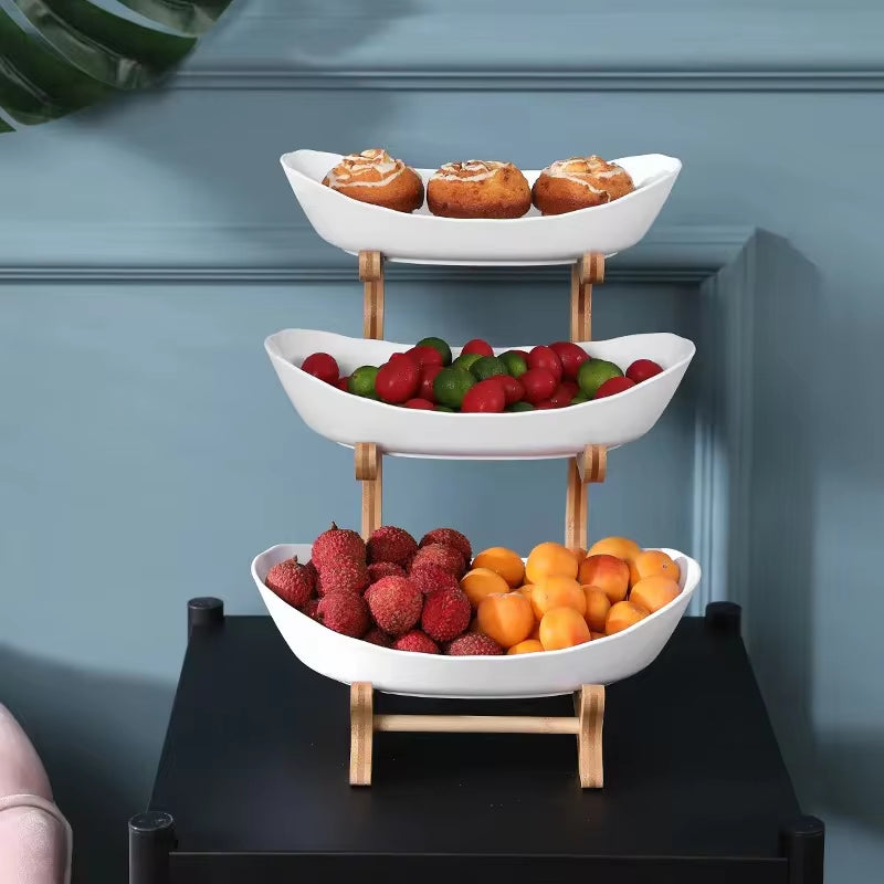 Elegant Wooden Tableware: Partitioned Fruit and Candy Trays for Dining and Entertaining