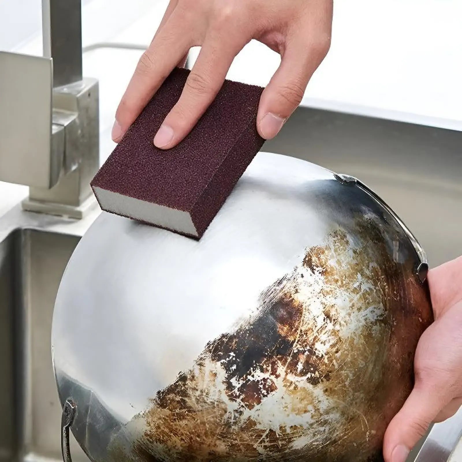 3-Piece Magic Cleaning Sponge Set - Multi-Purpose Emery Pads for Effective Rust, Stain, and Grease Removal in the Kitchen