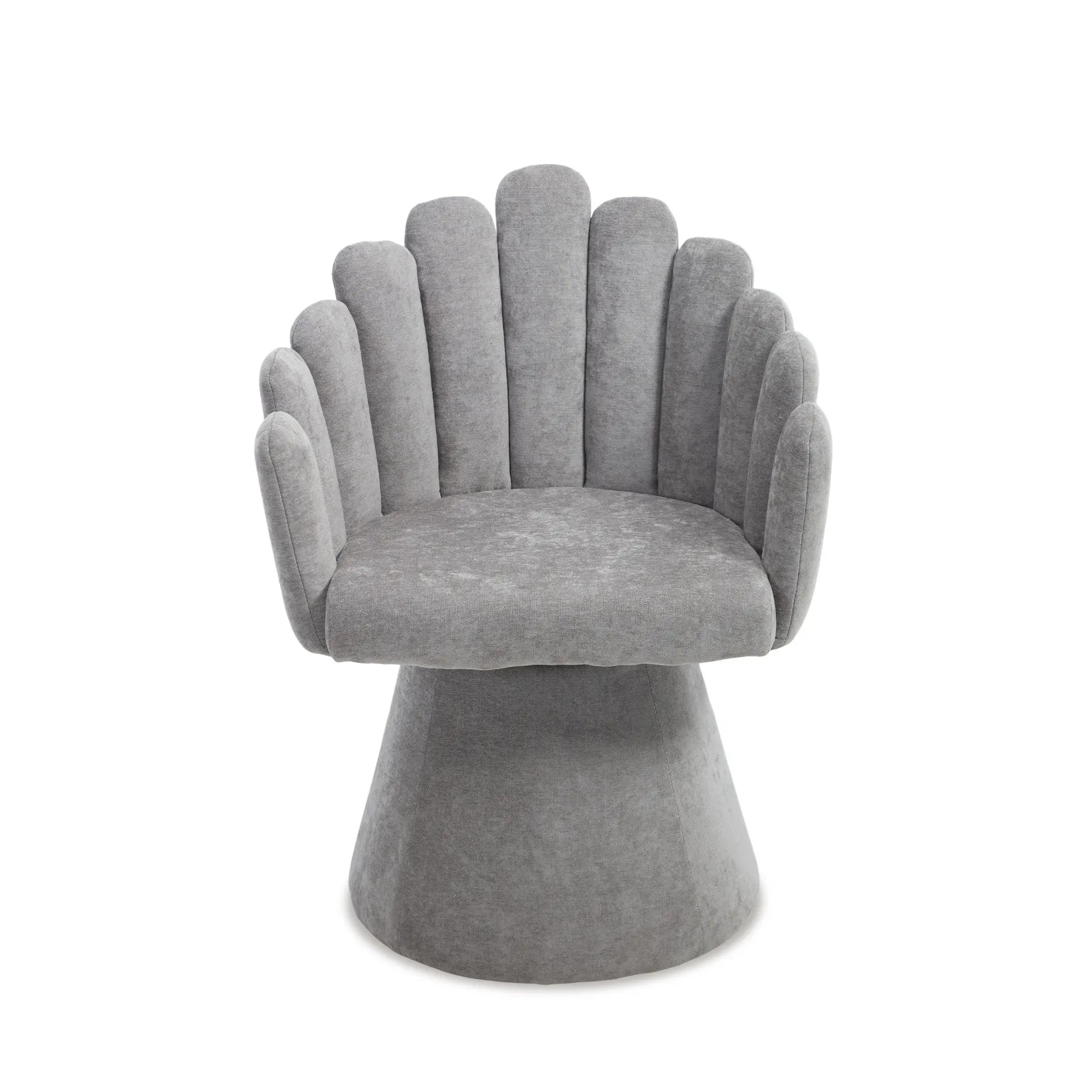 Dayalane Mid-Century Modern Swivel Accent Chair, Upholstered Kitchen Chair with Arms, Chenille Beige Palm-Shell Silhouette