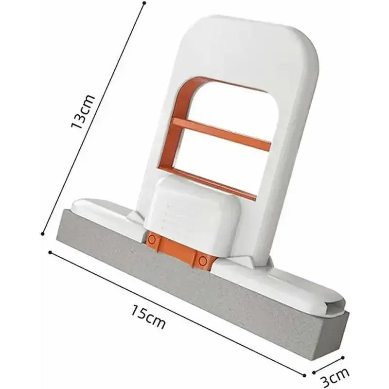 2025 Upgraded Compact Self-Squeezing Mini Mop Set, Portable Wet-Dry Cleaning System with 2 Removable Washable Sponge Refills for Small Spaces and Kitchen Counters (Orange)