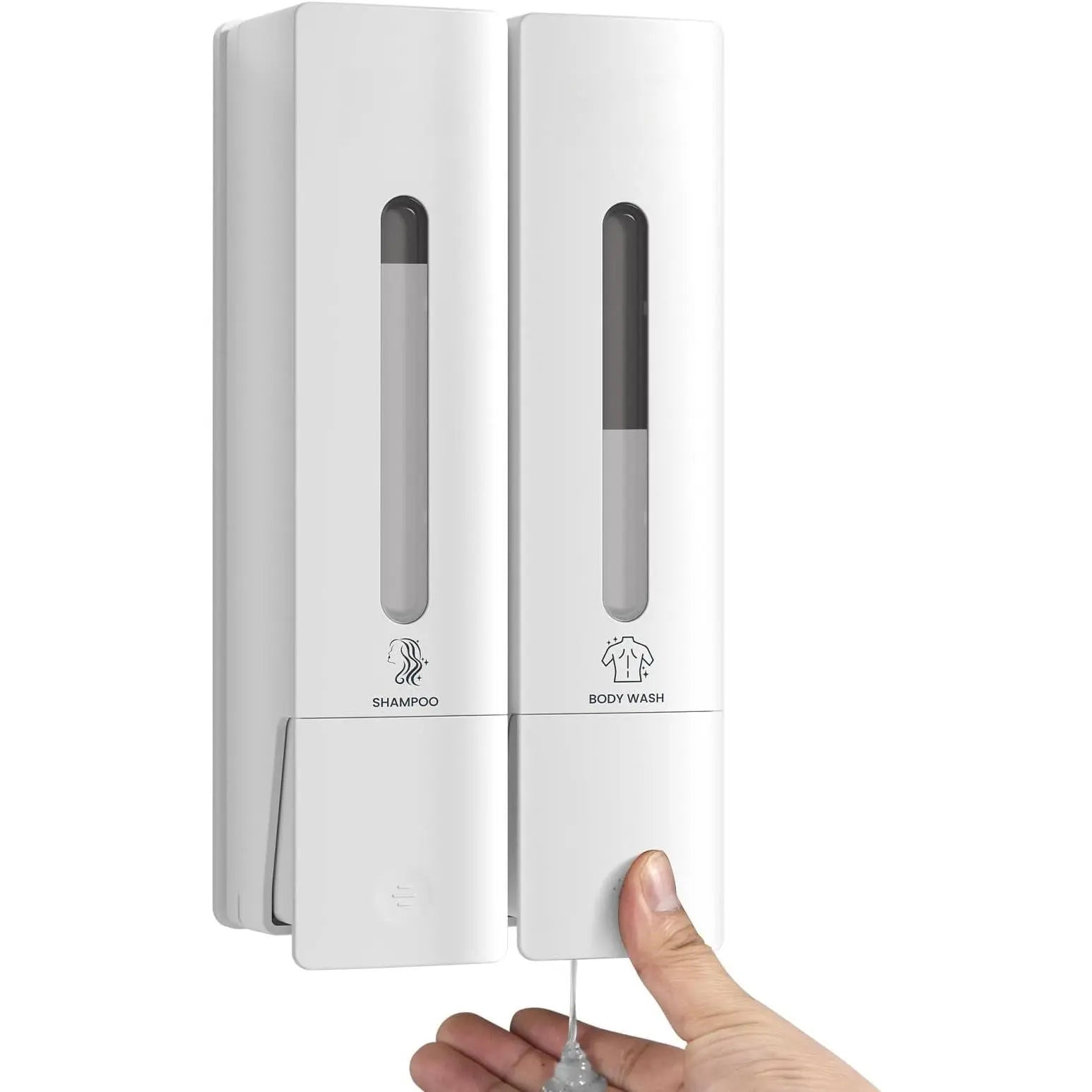 1984 Wall-Mounted Shower Soap Dispenser Set - 3-Chamber Shampoo and Conditioner Dispenser for Home and Hotel, No Drill Installation, Black, 3 x 400ml