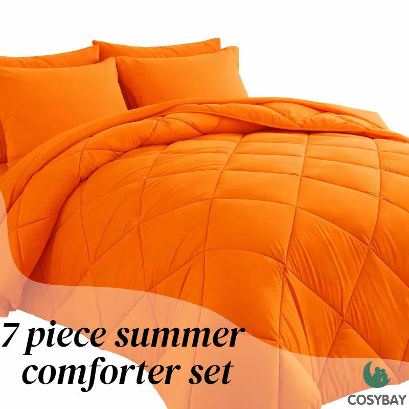 7-Piece Full Size Comforter Set for Kids, Soft and Breathable Double-Sided Comforter for All Seasons, Includes 1 Quilt, 4 Pillowcases, 1 Flat Sheet, and 1 Fitted Sheet, Machine Washable Bedding for Home and Dorm, Ideal Gift for Mother's Day