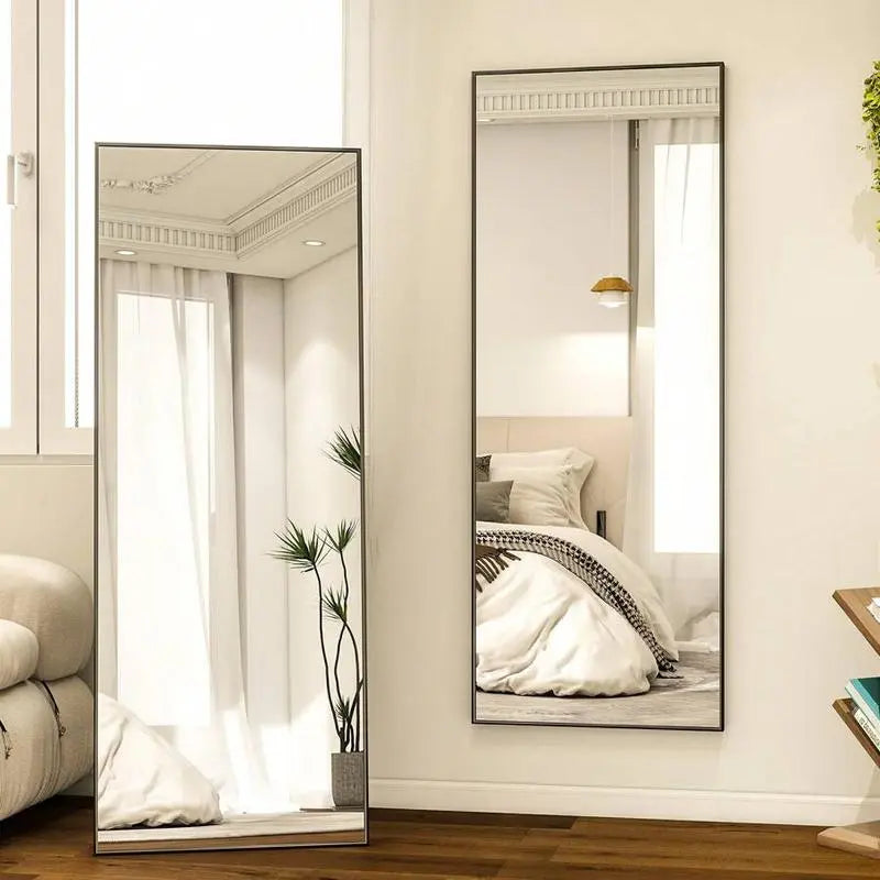 71" x 26" Full-Length Mirror - Versatile Floor-Standing, Wall-Mounted, or Tilting Design with Arched Rectangular Shape, Frameless Construction Ideal for Bedrooms, Corridors, and Entrances in Gold/Black Finish