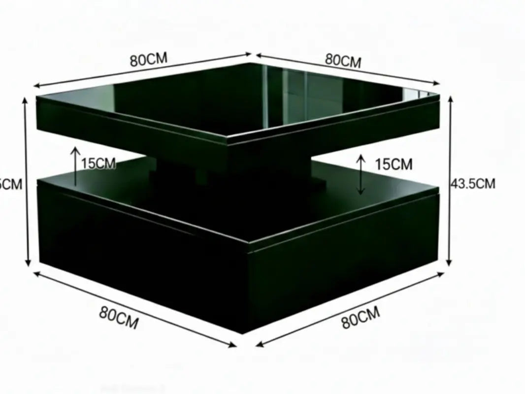 Contemporary 31.5" LED Square Coffee Table with Storage, Glass Top, and RGB Lighting in Black Engineered Wood for Living Spaces and Apartments